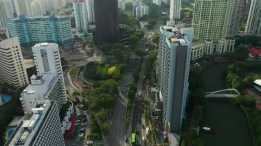Singapur Şehri Çin Çarşısı Havadan İndirme Trafik Panoraması 4k 