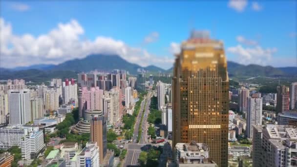 Shen Zhen Cityscape Footage Panorama Dia Tempo Tiro — Vídeo de Stock