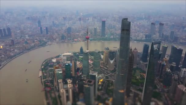 Shanghai Cityscape Légi Panoráma Kína — Stock videók