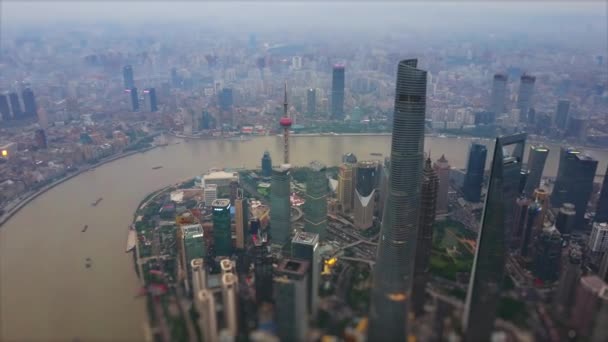 Shanghai Stadsbild Antenn Panorama Porslin — Stockvideo