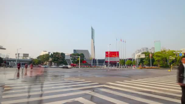 Día Tiempo Changsha Ciudad Centro Tráfico Calle Cruce Aéreo Timelapse — Vídeos de Stock