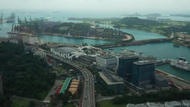 Singapore City China Town Market Aerial Topdown Traffic Panorama — Stock Video