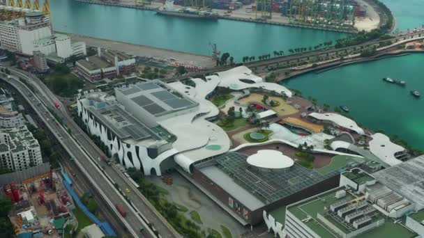 Singapore Stad Porslin Stad Marknad Antenn Topdown Trafik Panorama — Stockvideo