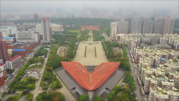 Wuhan Eylül 2017 Gün Wuhan Şehri Çatısı Ünlü Müze Panoraması — Stok video