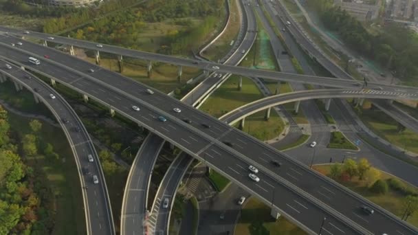 Tag Zeit Hangzhou Stadtzentrum Verkehr Luftbild China — Stockvideo