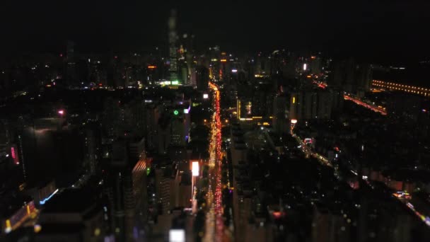 Shen Zhen Escenas Del Paisaje Ciudad Paisajes Panorámicos Noche Disparo — Vídeos de Stock