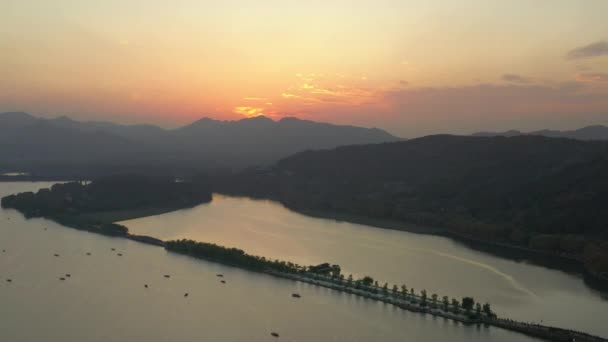 Dag Tid Hangzhou Stad Flod Bukt Antenn Panorama Timelapse Porslin — Stockvideo