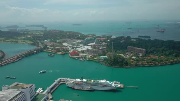 Διάρκεια Της Ημέρας Πτήση Πάνω Από Singapore Air Bay Panorama — Αρχείο Βίντεο