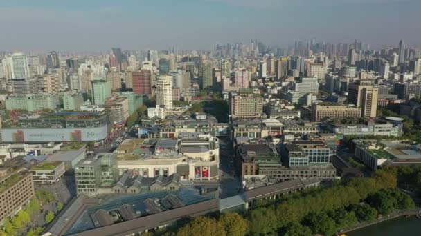 Dag Hangzhou Stad Luchtfoto Panorama Porselein — Stockvideo