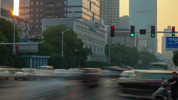 Giorno Tempo Changsha Centro Città Traffico Strada Crocevia Aerea Timelapse — Video Stock