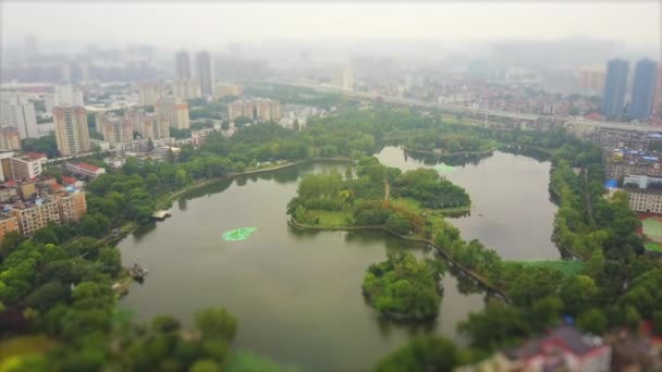 Journée Nuageuse Wuhan Yangtze Paysage Urbain Riverain Panorama Aérien Chine — Video