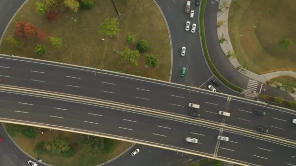 Tag Zeit Hangzhou Stadtzentrum Verkehr Luftbild China — Stockvideo