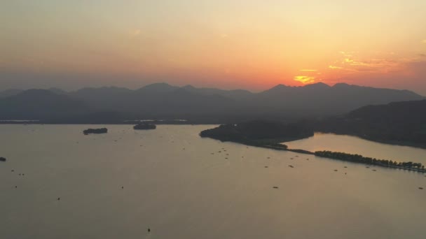 Day Time Hangzhou City Hardside Bay Air Panorama Timelapse China — 비디오