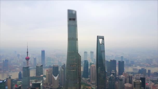 Shanghai Stadsbild Antenn Panorama Porslin — Stockvideo