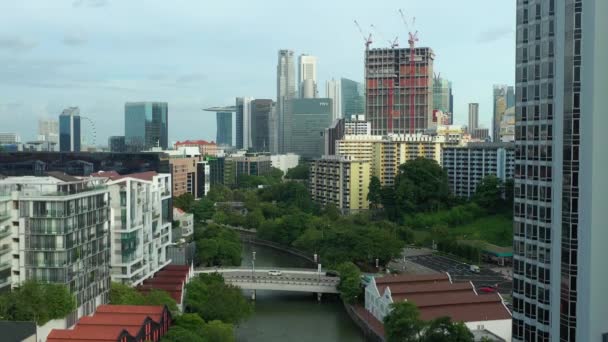 Day Time Flight Singapore City Aerial Panorama Footage — Stock Video