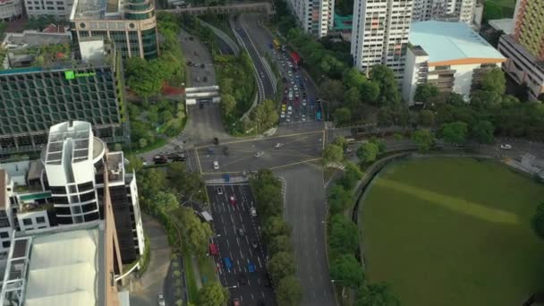 シンガポール市中国タウンマーケット空中トップダウン交通パノラマ4K — ストック動画