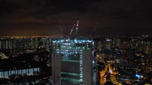 Панорама Города Сингапоре Подсветкой — стоковое видео