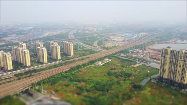 Cityscape Πλάνα Της Πόλης Wuhan Κίνα — Αρχείο Βίντεο