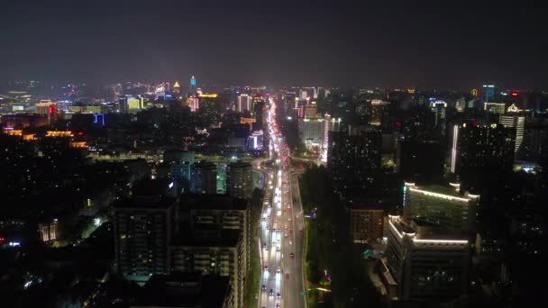 Overnachting Hangzhou Centrum Verkeer Luchtfoto Panorama Porselein — Stockvideo