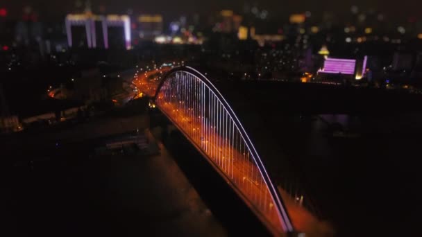 Éjszakai Megvilágított Wuhan Híd Városkép Légi Panoráma Porcelán — Stock videók