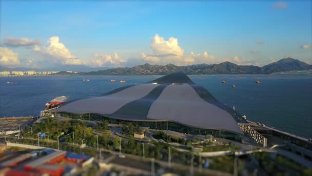 Dia Shkou Shekou Centro Cruzeiro Baía Panorama Aéreo China — Vídeo de Stock