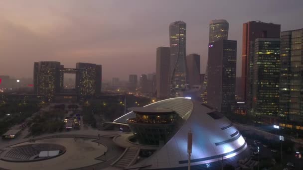 Hora Dia Hangzhou Cidade Panorama Aéreo China — Vídeo de Stock