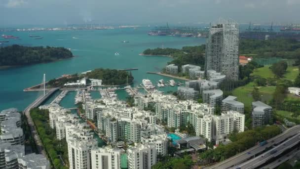 Singapore Città Porcellana Mercato Aereo Topdown Traffico Panorama — Video Stock