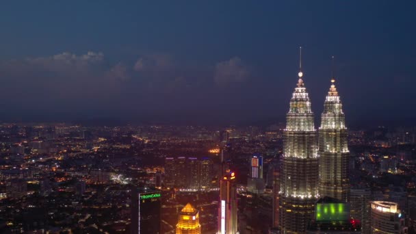 Kuala Lumpur Malaysia September 2019 Night Kuala Lumpur Downtown Antenne – Stock-video