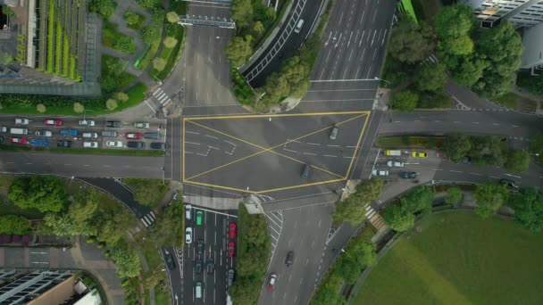 Singapore Stad Porslin Stad Marknad Antenn Topdown Trafik Panorama — Stockvideo