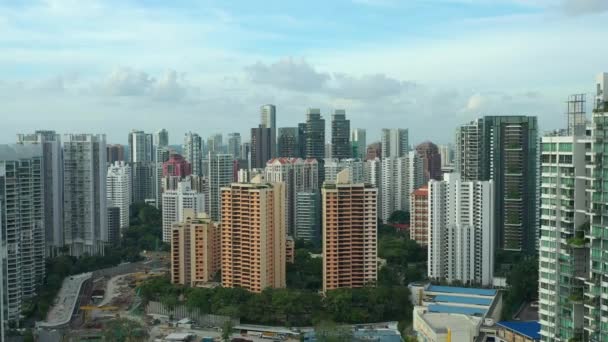 Dag Tijd Vlucht Boven Singapore City Luchtfoto Beeldmateriaal — Stockvideo
