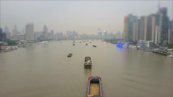 Abends Shanghai Stadtbild Pudong Innenstadt Tops Bucht Luftbild China — Stockvideo