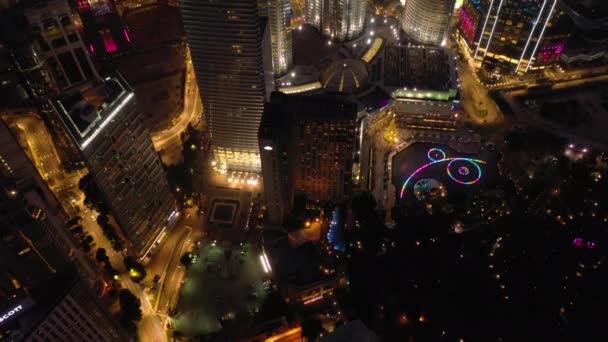 Kuala Lumpur Malaysia September 2019 Nacht Kuala Lumpur Innenstadt Luftbild — Stockvideo