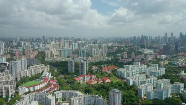 Vuelo Diurno Sobre Singapur Ciudad Vista Aérea Metraje — Vídeos de Stock