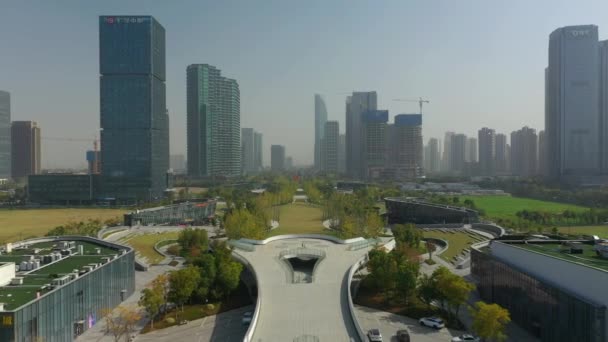Ora Hangzhou Oraș Panoramă Aeriană China — Videoclip de stoc