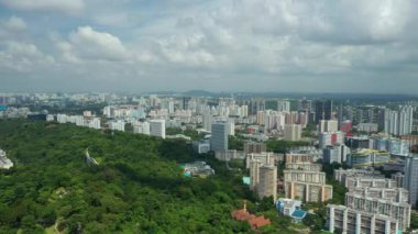 Singapur hava topdown Cityscape Panorama 4k görüntüleri