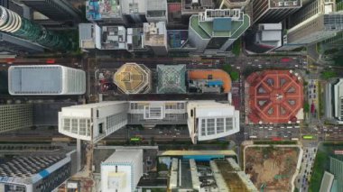 Singapur hava topdown Cityscape Panorama 4k görüntüleri