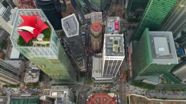 Singapur hava topdown Cityscape Panorama 4k görüntüleri