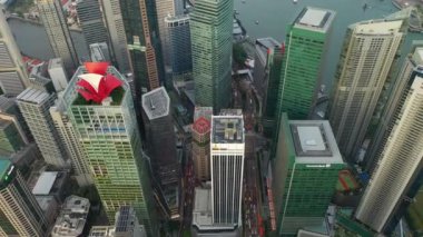 Singapur hava topdown Cityscape Panorama 4k görüntüleri