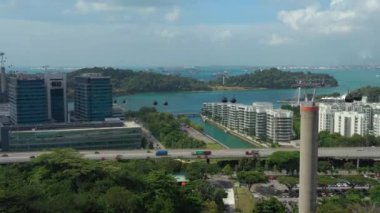 Singapur hava topdown Cityscape Panorama 4k görüntüleri