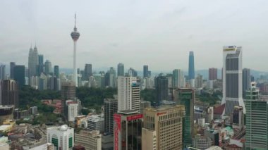 Kuala Lumpur, Malezya - 25 Eylül 2019: güneşli gün kuala lumpur şehir merkezi havacılık panorama 4k dolaylarında 25 Eylül 2018 Kuala lumpur, malezya, Malezya.