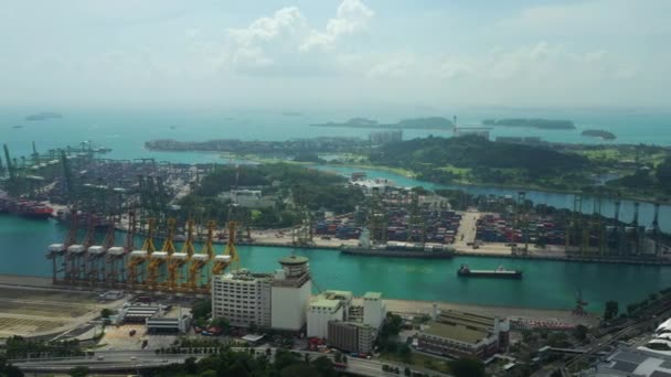 Singapore Februari 2019 Dag Singapore Stad Jachthaven Baai Luchtfoto Panorama — Stockvideo