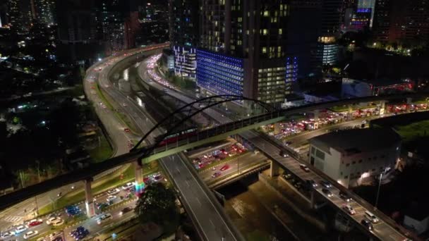 Kuala Lumpur Malaysia Szeptember 2019 Éjszakai Megvilágítású Kuala Lumpur Városközpont — Stock videók