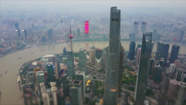 Shanghai Cityscape Aerial Panorama China — Stock Video