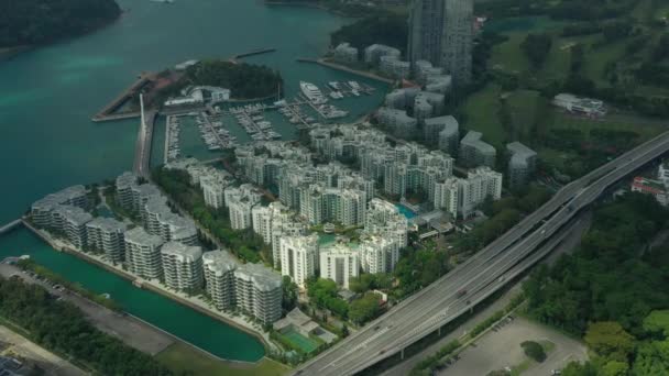 Singapore February 2019 Denní Singapore City Marina Bay Anténní Panorama — Stock video