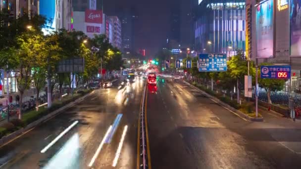 Vol Nuit Dessus Ville Nanjing Vue Panoramique Aérienne Temps — Video