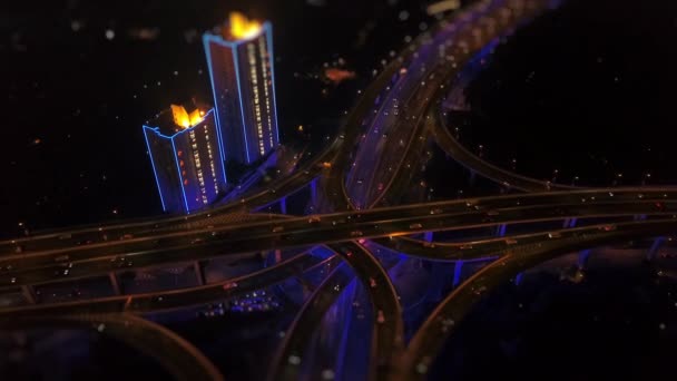Noční Provoz Šanghaji Cityscape Anténa Panorama Porcelán — Stock video