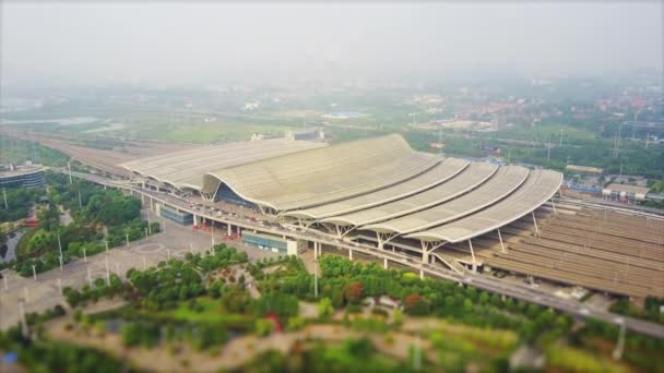 Cityscape Footage Wuhan City Railway Station Chiny — Wideo stockowe