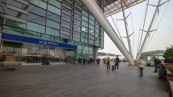 Nanjing Ville Jour Heure Principale Gare Bondé Entrée Timelapse Panorama — Video