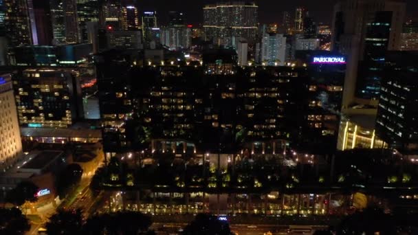 Singapur Antenne Nacht Beleuchtete Stadtbild Panorama Filmmaterial — Stockvideo