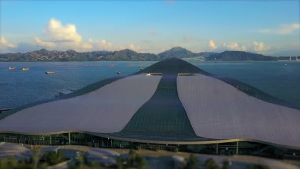 Dia Shkou Shekou Centro Cruzeiro Baía Panorama Aéreo China — Vídeo de Stock